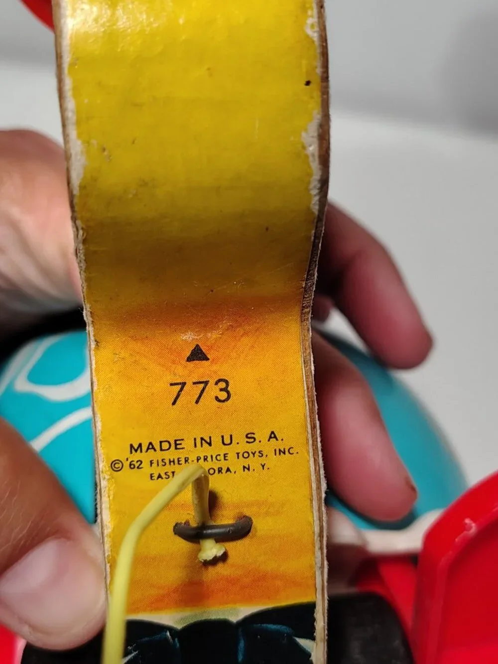 Vintage Fisher Price Tip Toe Turtle #773 Pull Toy ©1962 USA Walking Chime